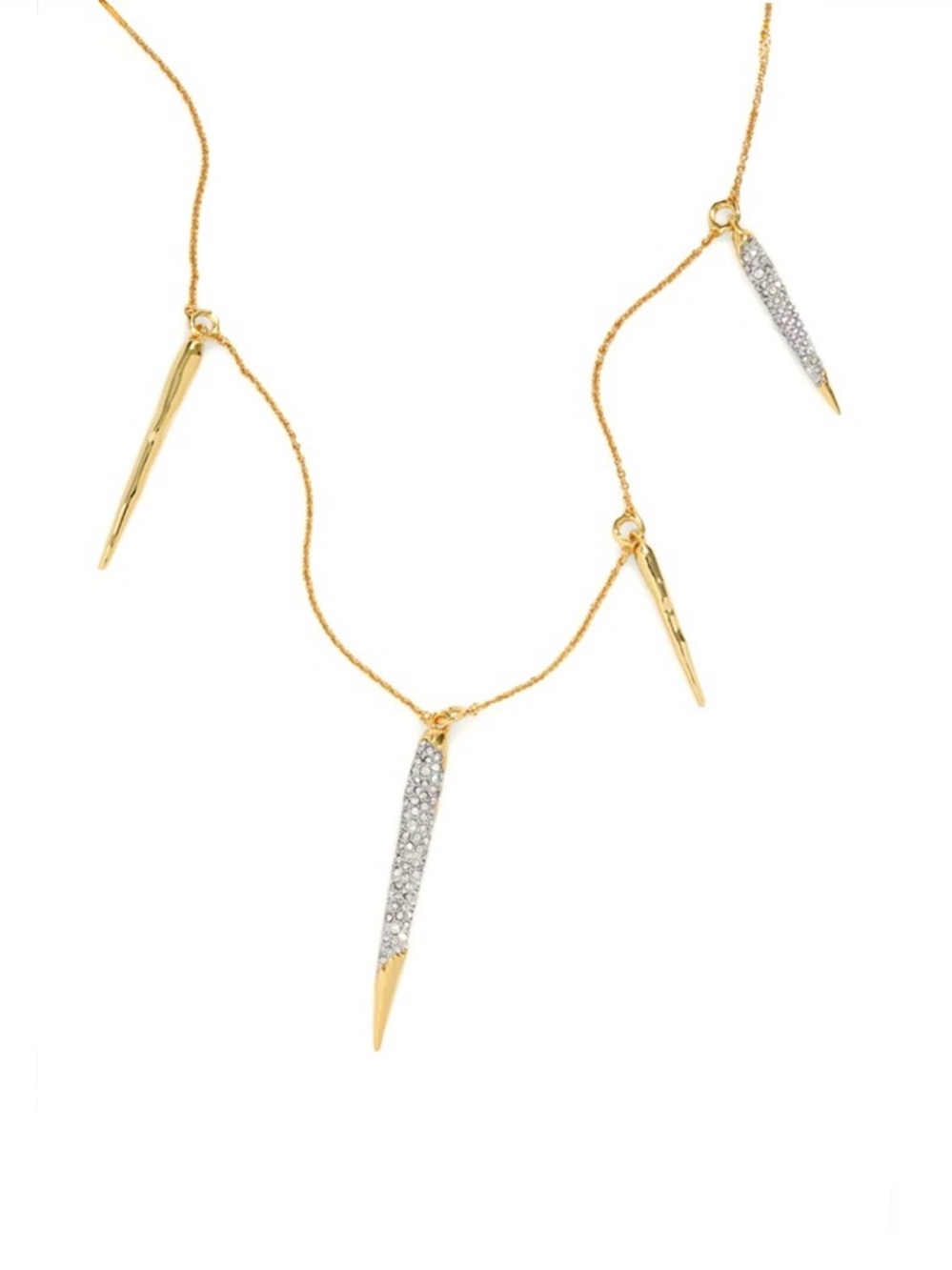 NEW Alexis Bittar Necklace Solanales Crystal Station Spear Gold Clear C Z  JL19